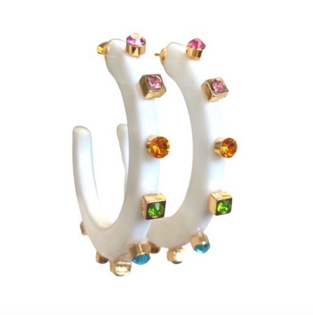 City Girl Small Jewel Hoop | White Multicolor
