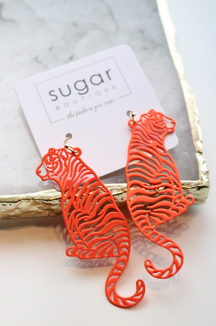 Tiger Stripes Earring | Coated Orange