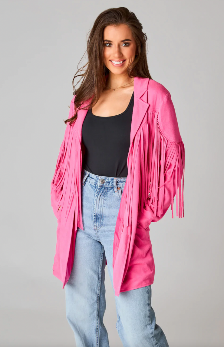 Dutton Fringe Cardigan | Bubblegum - SMALL