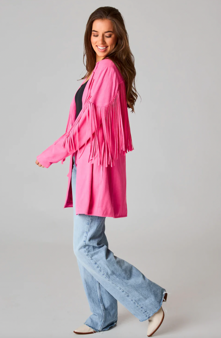 Dutton Fringe Cardigan | Bubblegum - SMALL