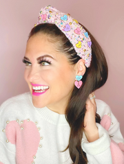 Adult Size Candy Tweed Headband with Crystals