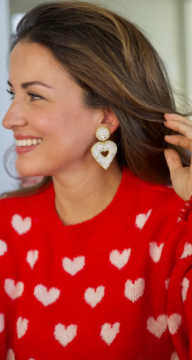 Pearl Open Heart Earrings