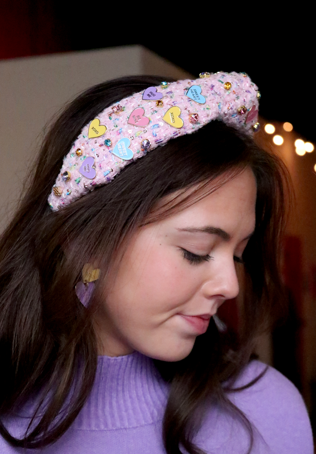 Adult Size Candy Tweed Headband with Crystals