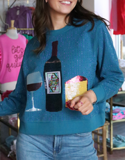 Wine & Cheese Rhinestone Sweatshirt