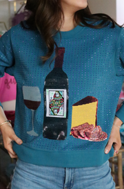 Wine & Cheese Rhinestone Sweatshirt