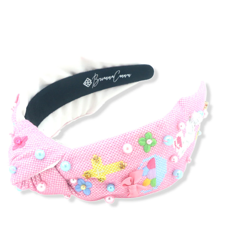 Adult Size Pink Easter Cross-Stitch Headband