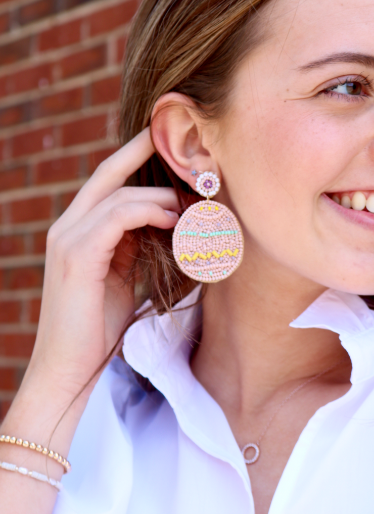 Easter Egg Beaded Dangle Earring