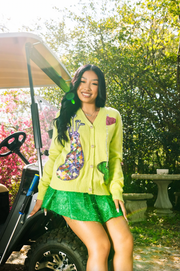 Queen of The Green Sequin Golf Cardigan