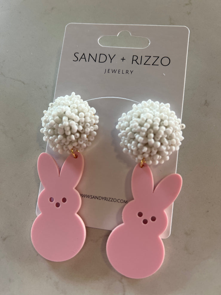 Pink Bunny Acrylic Earring