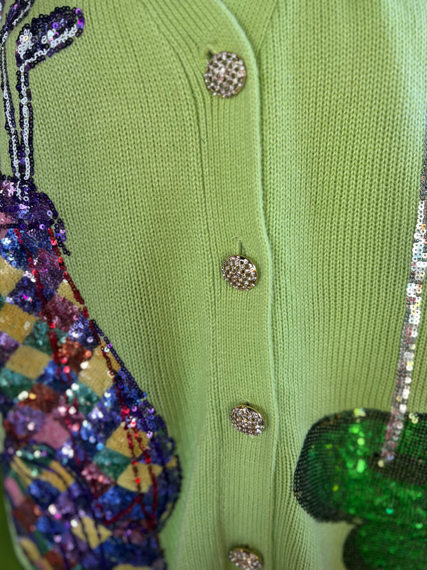 Queen of The Green Sequin Golf Cardigan