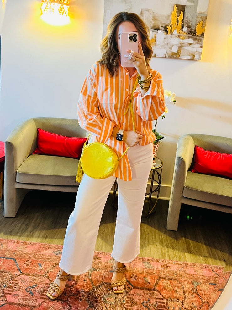 Patio Party Button Up | Orange Pop Stripe